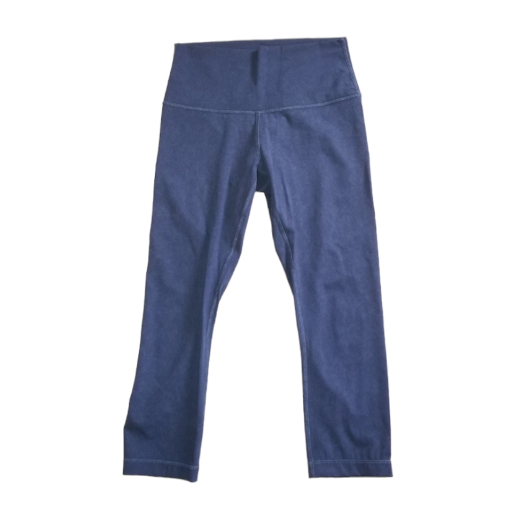 LULULEMON Wunder Under Crop High Rise Spray 21" Size 6 Indigo Spray Mineral Blue